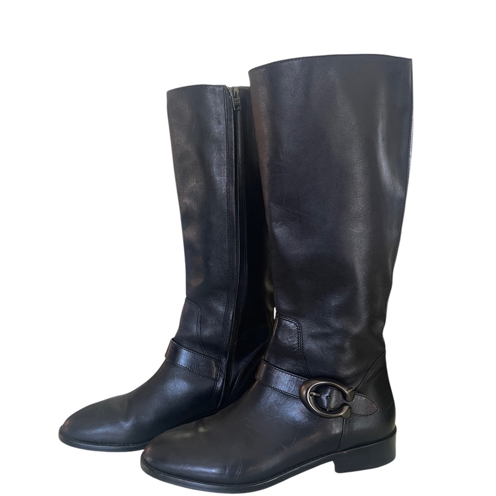 Coach Brynn Black Leather Knee High Riding Boots Women's Size 9.5B